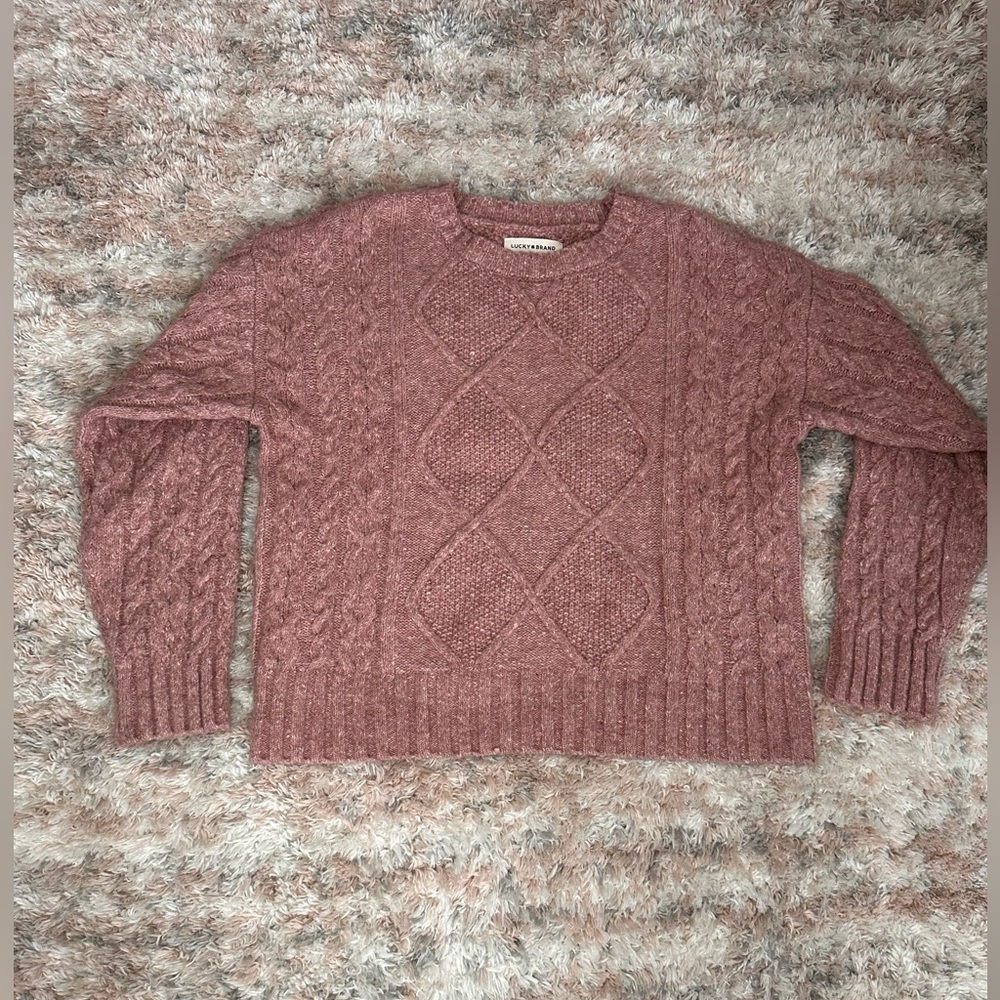 Lucky Brand Dusty Rose Cable Knit Sweater